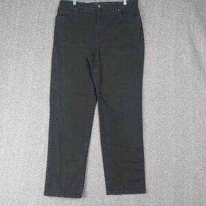 GLORIA VANDERBILT JEANS WOMENS BLACK CLASSIC STRAIGHT LEG DENIM PANTS SIZE 16